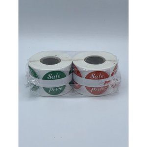 Sale Price Stickers, 1000 count, Green & Red, New Sealed, Small Business